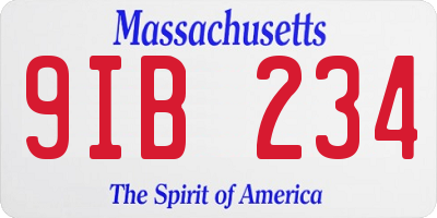 MA license plate 9IB234