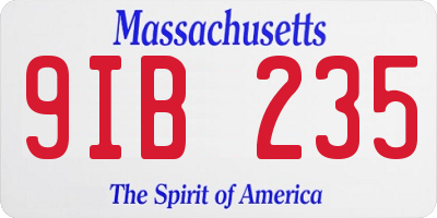 MA license plate 9IB235