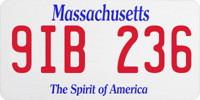 MA license plate 9IB236