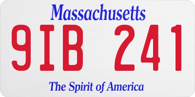 MA license plate 9IB241