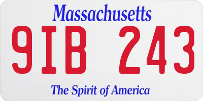MA license plate 9IB243