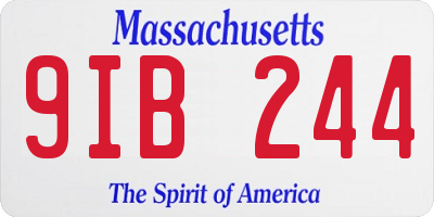 MA license plate 9IB244