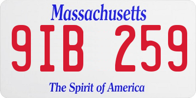 MA license plate 9IB259