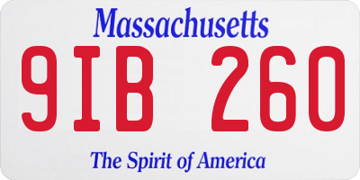 MA license plate 9IB260
