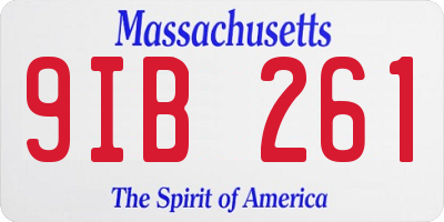 MA license plate 9IB261