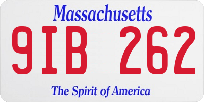 MA license plate 9IB262