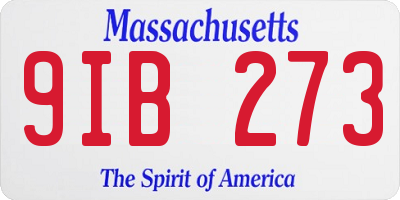 MA license plate 9IB273