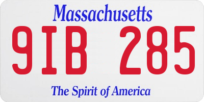 MA license plate 9IB285