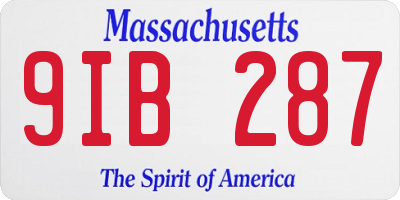 MA license plate 9IB287