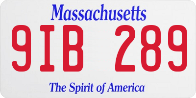 MA license plate 9IB289