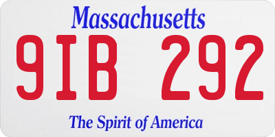 MA license plate 9IB292