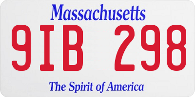 MA license plate 9IB298