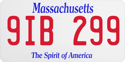 MA license plate 9IB299