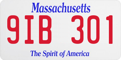 MA license plate 9IB301