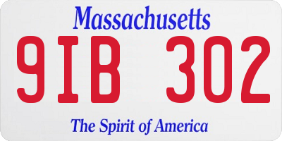 MA license plate 9IB302