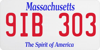 MA license plate 9IB303