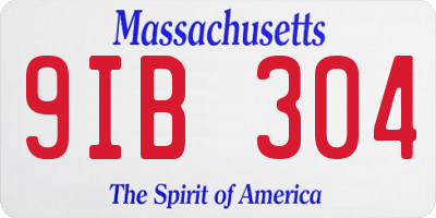 MA license plate 9IB304