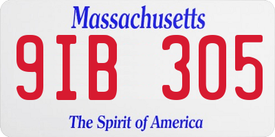 MA license plate 9IB305
