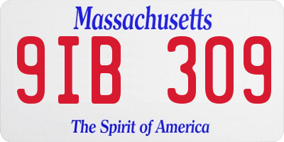 MA license plate 9IB309