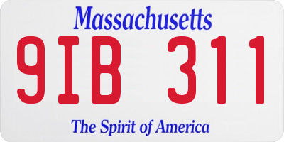 MA license plate 9IB311
