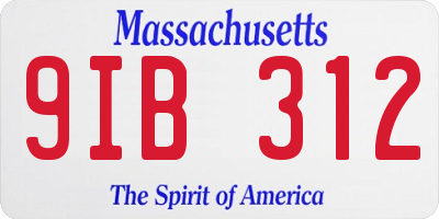 MA license plate 9IB312