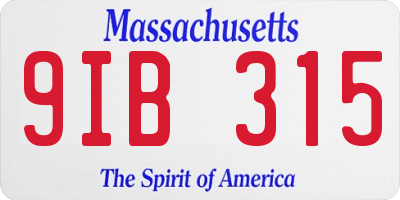 MA license plate 9IB315