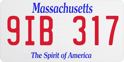 MA license plate 9IB317