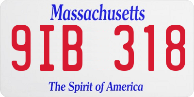 MA license plate 9IB318