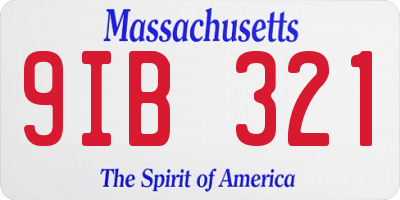 MA license plate 9IB321