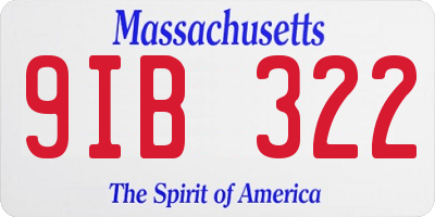 MA license plate 9IB322