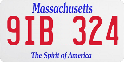 MA license plate 9IB324