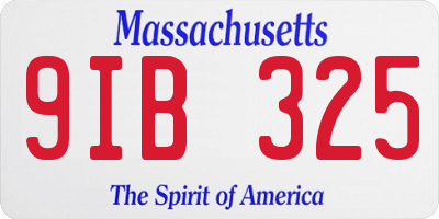 MA license plate 9IB325
