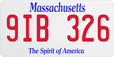 MA license plate 9IB326
