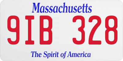 MA license plate 9IB328