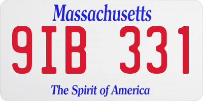 MA license plate 9IB331
