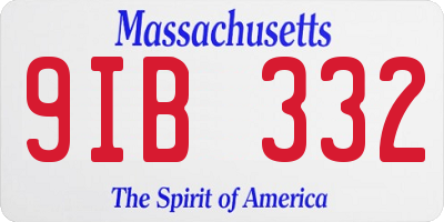 MA license plate 9IB332