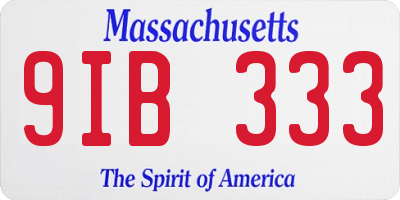 MA license plate 9IB333