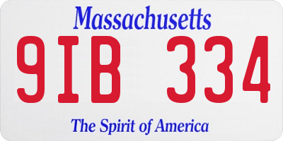 MA license plate 9IB334