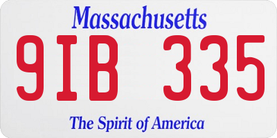 MA license plate 9IB335