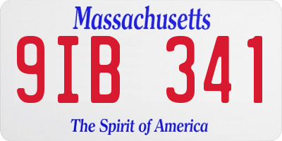 MA license plate 9IB341