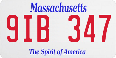 MA license plate 9IB347