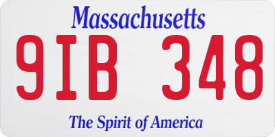 MA license plate 9IB348