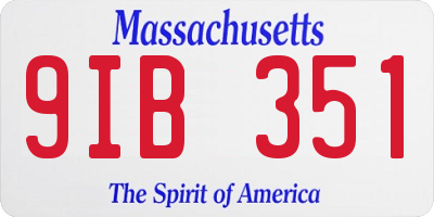 MA license plate 9IB351