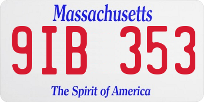 MA license plate 9IB353