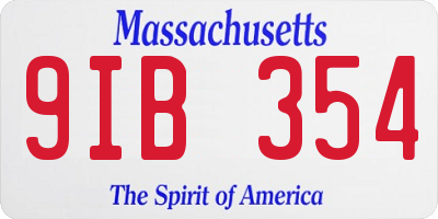 MA license plate 9IB354