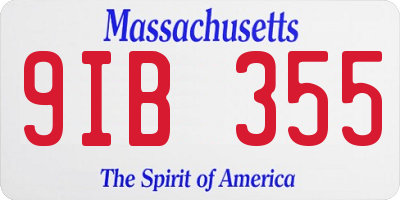MA license plate 9IB355