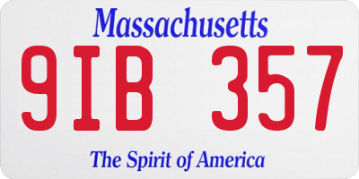 MA license plate 9IB357