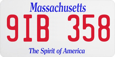MA license plate 9IB358