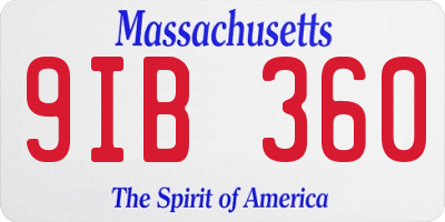 MA license plate 9IB360