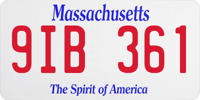 MA license plate 9IB361